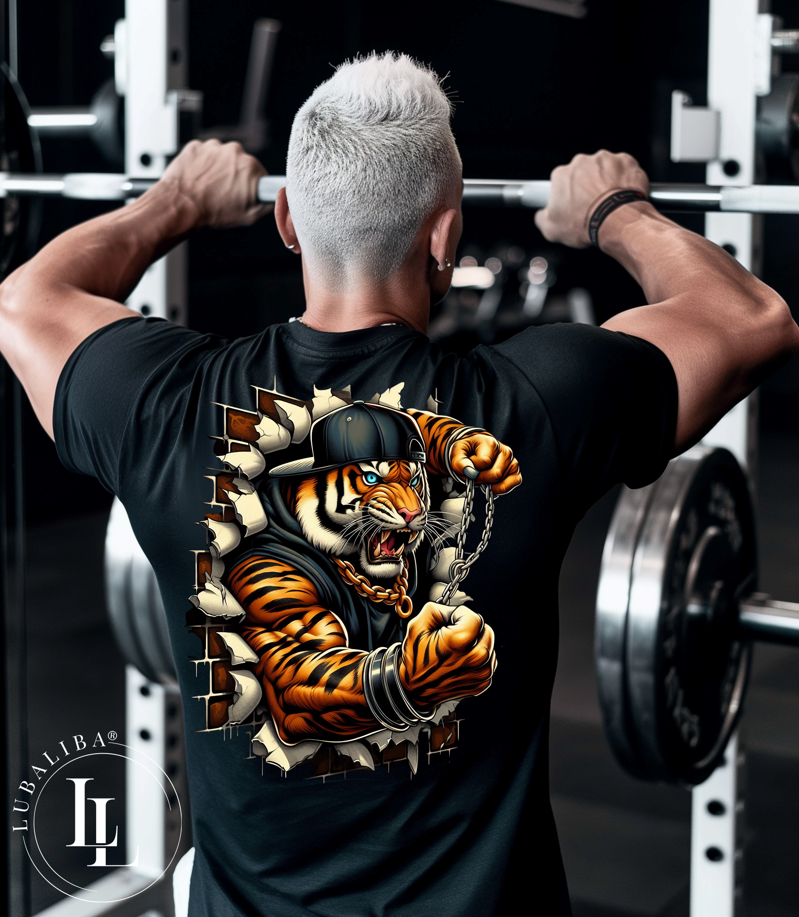 T-shirt noir "POWER TIGER" Art n° : HMO